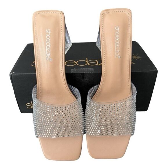 Shoe Dazzle Vela Clear Block Heeled Sandals with Modern Curved Heel Women’s 11 - Picture 6 of 13